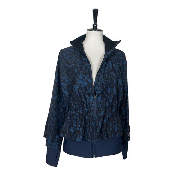 Sweaty Betty Fast Track Running Jacket Blue Leaf Scatter Print Women Size Small - Picture 8 of 14